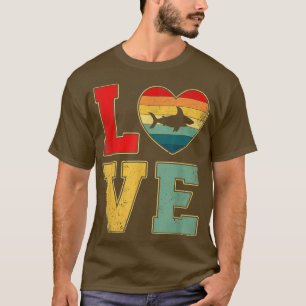 Vintage Liebe Hai Retro 70er 80er Herzmeertiere T-Shirt