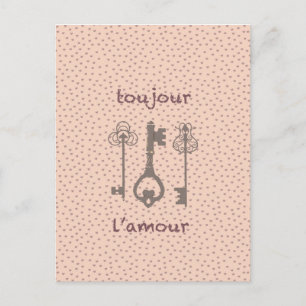 Vintage Liebe Herz und französische Tasten Postkarte