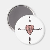 Vintage Liebe Herzkompass Magnet (Vorderseite/Rückseite)