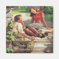 Vintage-Liebe High-School-Verliebte Save-the-Date