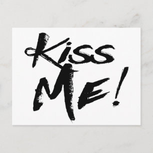 Vintage Liebe küsst mich schwarz und weiß Postkarte