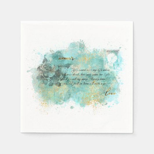 Vintage Liebe Letter Napkins Serviette (Vorderseite)