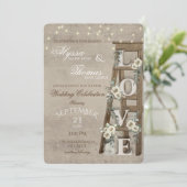 Vintage Liebe mit antiken Weißrosen Einladung (Stehend Vorderseite)