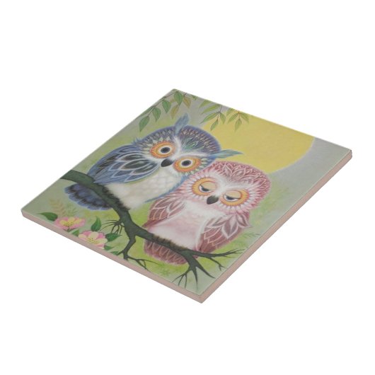 Vintage Liebe Owls Fliese (Seite)