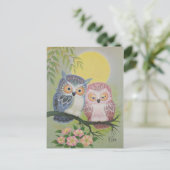 Vintage Liebe Owls Postkarte (Stehend Vorderseite)