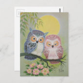 Vintage Liebe Owls Postkarte (Vorne/Hinten)