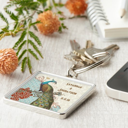 Vintage Liebe Pfauenhochzeitskette Schlüsselanhänger (Seite)