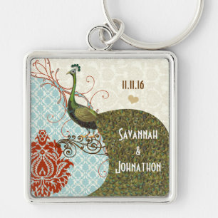 Vintage Liebe Pfauenhochzeitskette Schlüsselanhänger