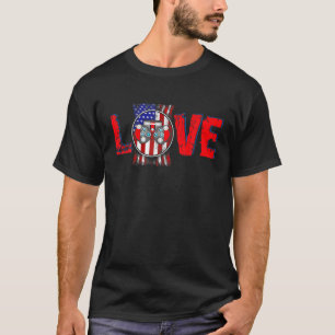 Vintage LIEBE Proud American Flag Optician 4th of  T-Shirt