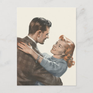 Vintage Liebe Romance Newlyweds sollen wir tanzen? Postkarte