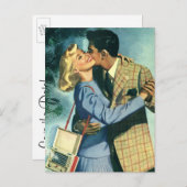 Vintage Liebe, Romantik, Romantik, Save the Date Ankündigungspostkarte (Vorne/Hinten)