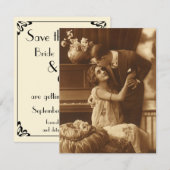 Vintage Liebe, Romantik, Romantik, Save the Date Einladung (Vorne/Hinten)