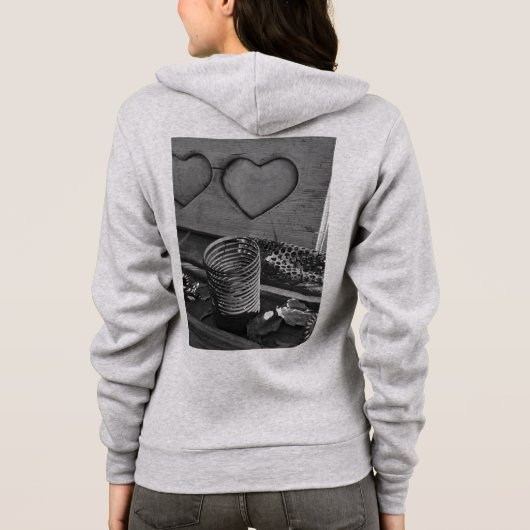 Vintage Liebe Schwarz/Weiß Hoodie (Rückseite)