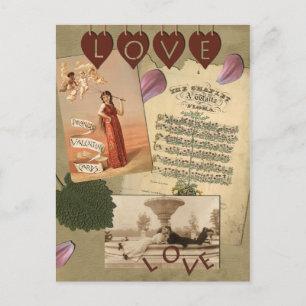 Vintage "Liebe"-Scrapbook Postkarte