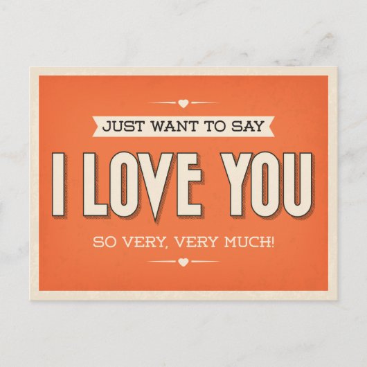 Vintage Liebe Sie Orange Grunge Postkarte (Vorderseite)