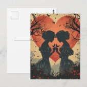 Vintage Liebe: Silhouetten und Herz Postkarte (Vorne/Hinten)