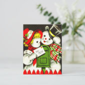 Vintage Liebe Snowman Feiertagskarte (Stehend Vorderseite)