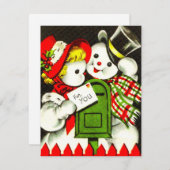 Vintage Liebe Snowman Feiertagskarte (Vorne/Hinten)