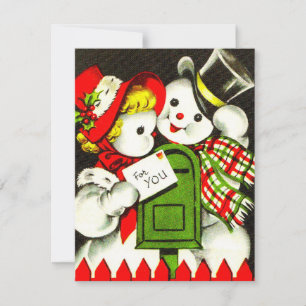 Vintage Liebe Snowman Feiertagskarte