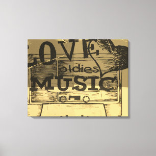 Vintage Liebe spielt Musik 3 Leinwand