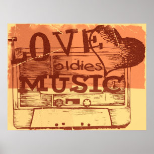 Vintage Liebe spielt Musik 3 Poster
