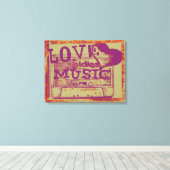 Vintage Liebe spielt Musik 4 Leinwand (Insitu (Holzboden))