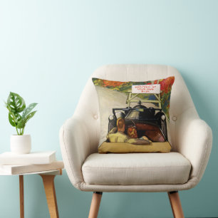 Vintage Liebe, Straße gesperrt, auf eigene Gefahr  Kissen