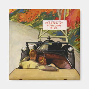 Vintage Liebe, Straße gesperrt, fahren Sie auf eig Magnet