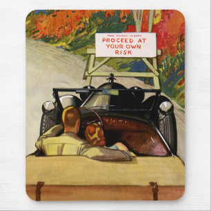 Vintage Liebe, Straße gesperrt, fahren Sie auf eig Mousepad