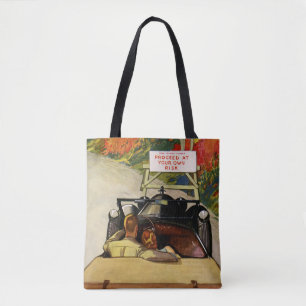 Vintage Liebe, Straße gesperrt. Weiterfahren auf e Tasche