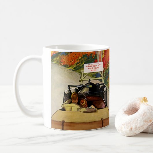 Vintage Liebe, Straßenschließung auf eigene Gefahr Kaffeetasse (Mit Donut)