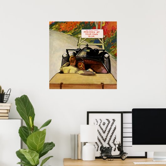 Vintage Liebe, Straßenschließung auf eigene Gefahr Poster (Heimbüro)