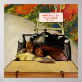 Vintage Liebe, Straßenschließung auf eigene Gefahr Poster (Vorne)