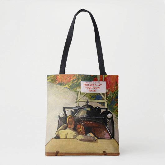 Vintage Liebe, Straßenschließung auf eigene Gefahr Tasche (Vorderseite)