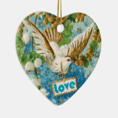 Vintage Liebe taube blaue Blume zieren Keramikornament (Rechts)