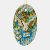 Vintage Liebe taube blaue Blume zieren Keramikornament (Rechts)