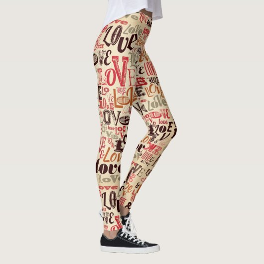Vintage Liebe Typografie Leggings (Rechts)