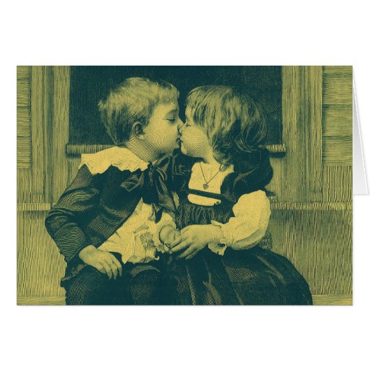 Vintage Liebe und romanisches Foto, Kinder Kiss (Vorderseite (Horizontal))