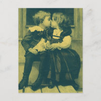 Vintage Liebe und romanisches Foto, Kinder Kiss