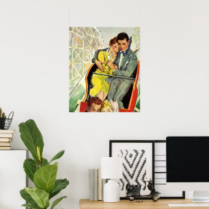 Vintage Liebe und Romantik, Achterbahnfahrt Poster