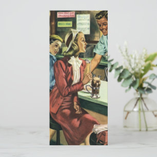 Vintage Liebe und Romantik, Dame im Soda-Shop