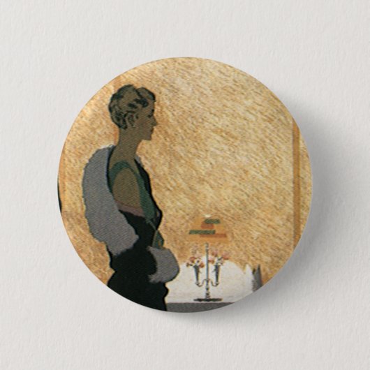 Vintage Liebe und Romantik, elegantes Abendessen Button (Vorderseite)