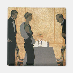Vintage Liebe und Romantik, elegantes Abendessen Magnet