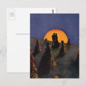 Vintage Liebe und Romantik, Ernte Moon Kiss Postkarte (Vorne/Hinten)