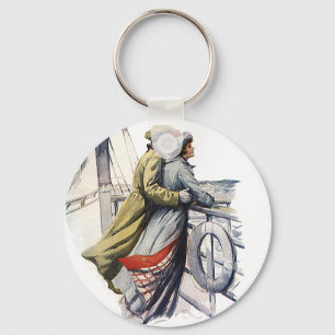 Vintage Liebe und Romantik, Frischvermählte auf Kr Schlüsselanhänger