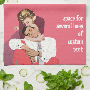 Vintage Liebe und Romantik, Frischvermählte in Ros Geschirrtuch