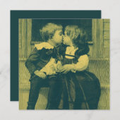 Vintage Liebe und Romantik, Kinder Küssen Einladun Einladung (Vorne/Hinten)