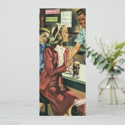 Vintage Liebe und Romantik, Lady im Soda Shop (Stehend Vorderseite)