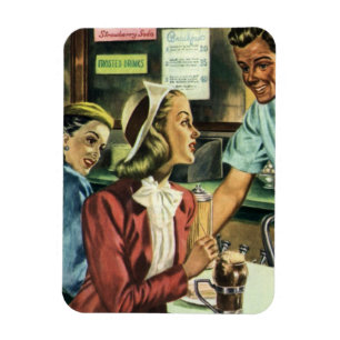 Vintage Liebe und Romantik, Lady im Soda Shop Magnet