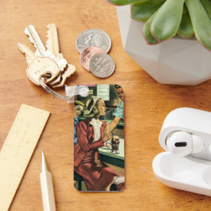 Vintage Liebe und Romantik, Lady im Soda Shop Schlüsselanhänger